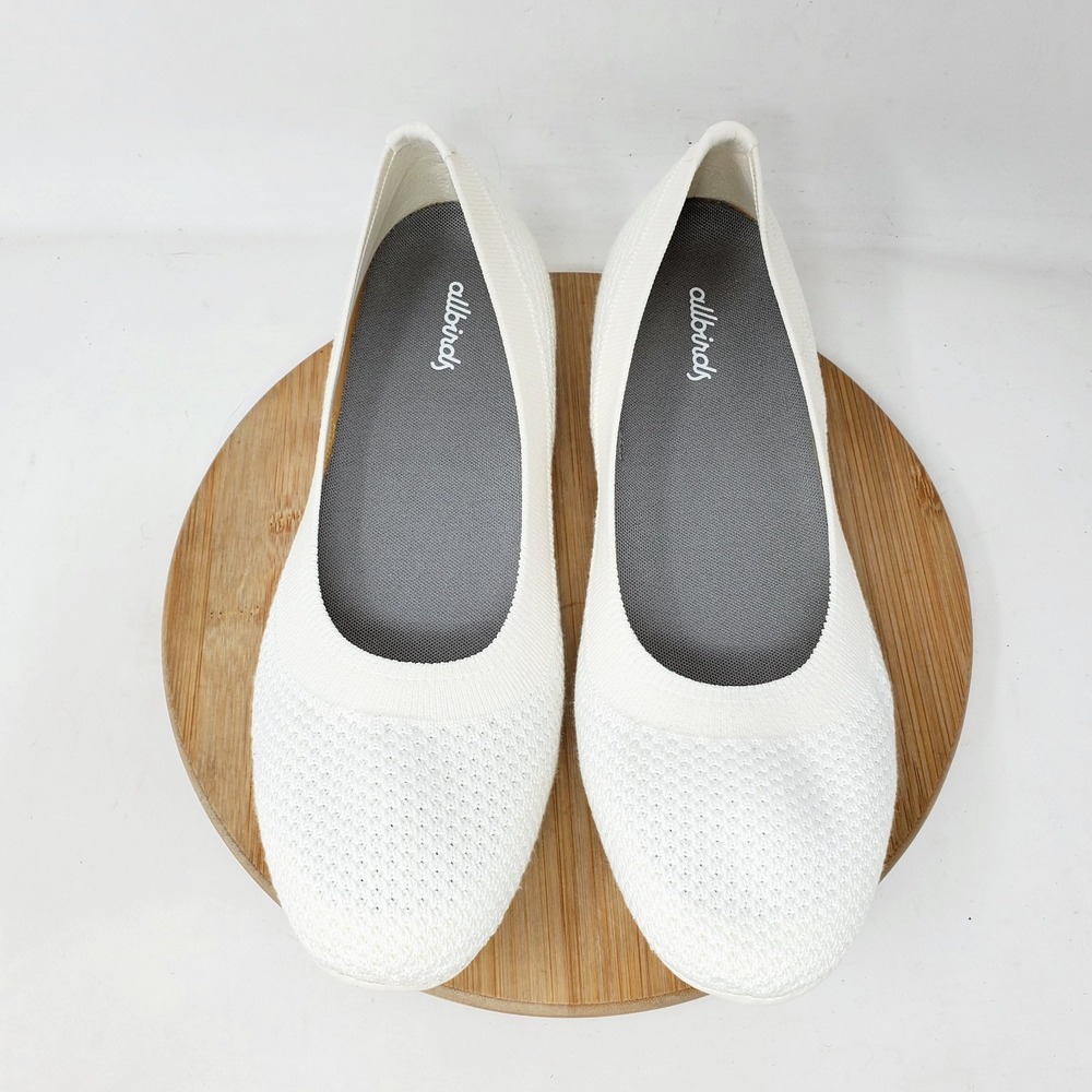 Allbirds‎ Tree Breezer Womens 9 Ballet Flats Shoes White Slip On Casual Knit